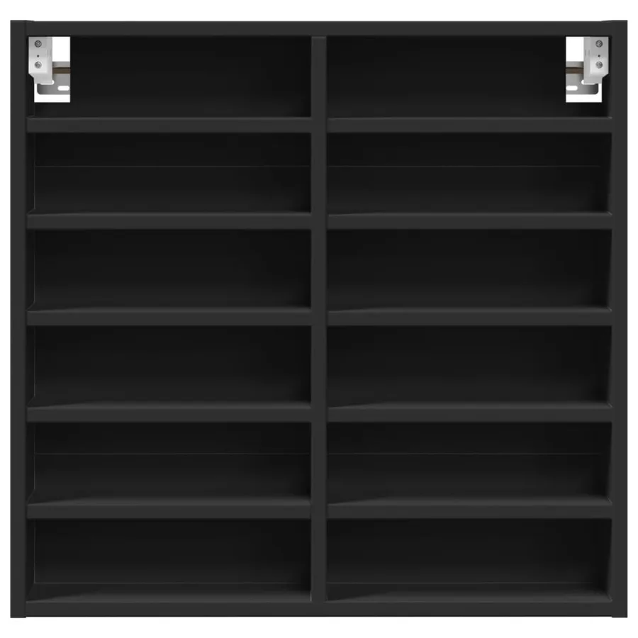 Armoire à vitrine noir 60x8,5x58 cm bois d'ingénierie - 4