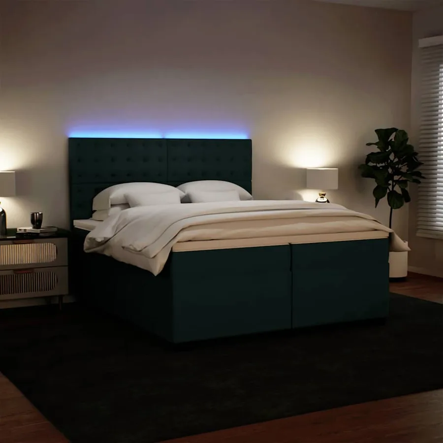 Sommier à lattes de lit et matelas Vert foncé 200x200cm Velours - 4