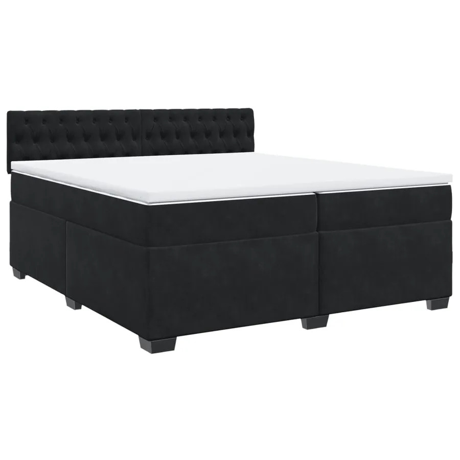 Sommier à lattes de lit et matelas Noir 200x200 cm Velours - 2