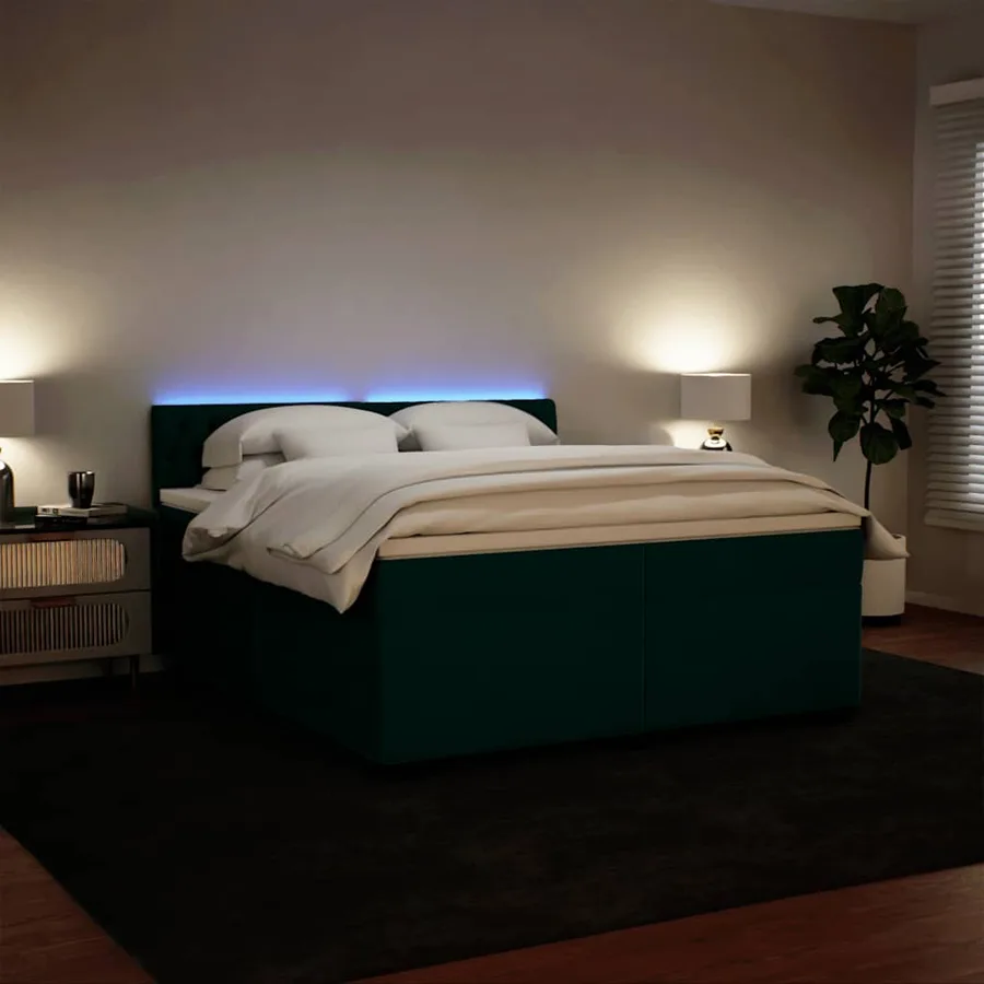 Sommier à lattes de lit et matelas Vert foncé 200x200cm Velours - 4