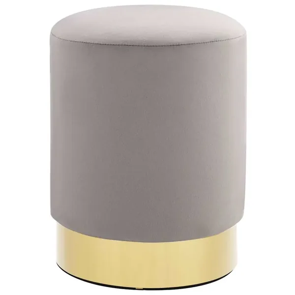 Tabouret Gris clair et doré Velours 28 x 36 cm
