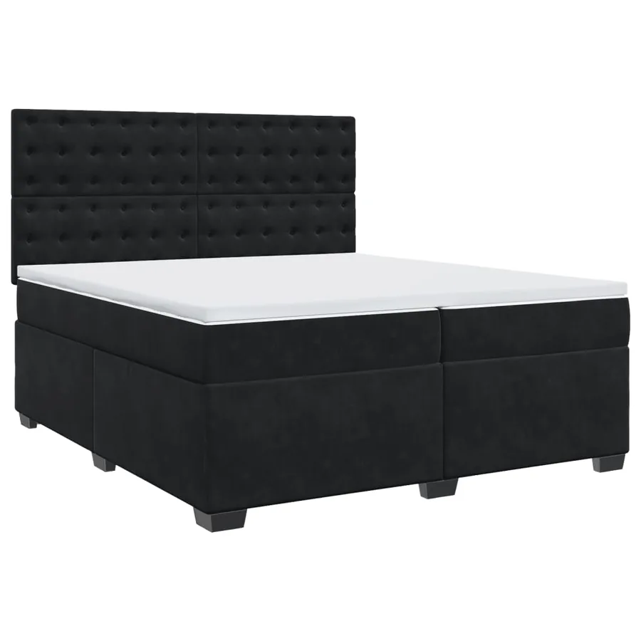 Sommier à lattes de lit et matelas Noir 200x200 cm Velours - 2