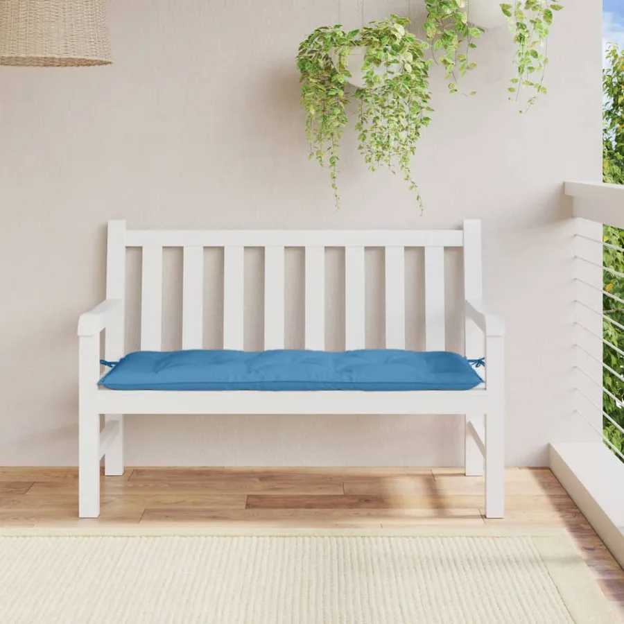 Coussin de banc de jardin bleu mélangé 120x50x7 cm tissu - 3