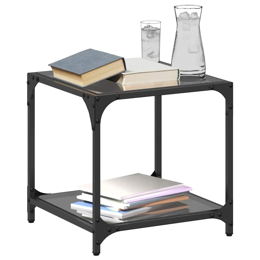 Tables basses avec dessus en verre noir 2 pcs 40x40x40 cm acier - 3