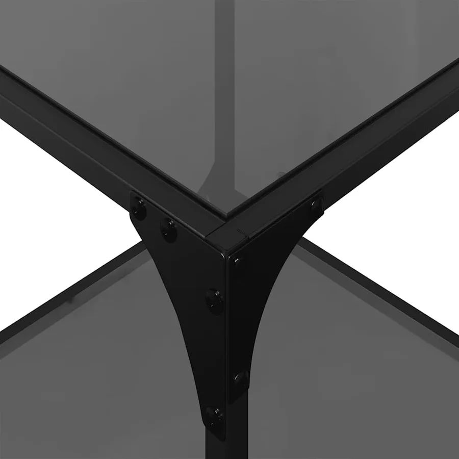 Tables basses avec dessus en verre noir 2 pcs 40x40x40 cm acier - 8