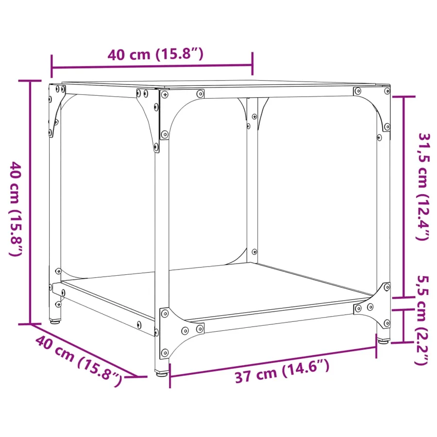 Tables basses avec dessus en verre noir 2 pcs 40x40x40 cm acier - 9