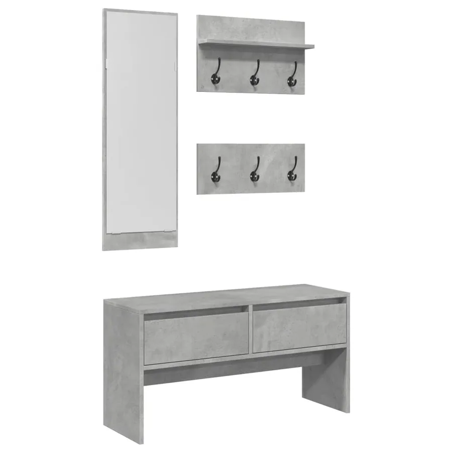 Ensemble de meubles de couloir 4 pcs gris béton bois ingénierie - 2