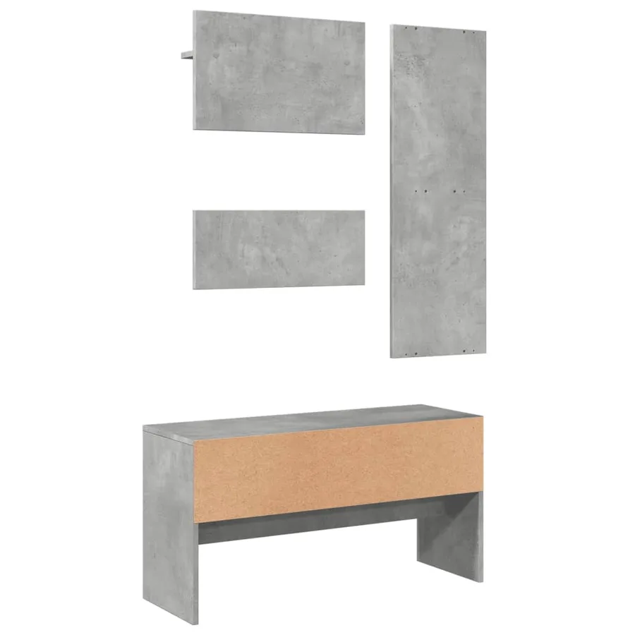 Ensemble de meubles de couloir 4 pcs gris béton bois ingénierie - 4