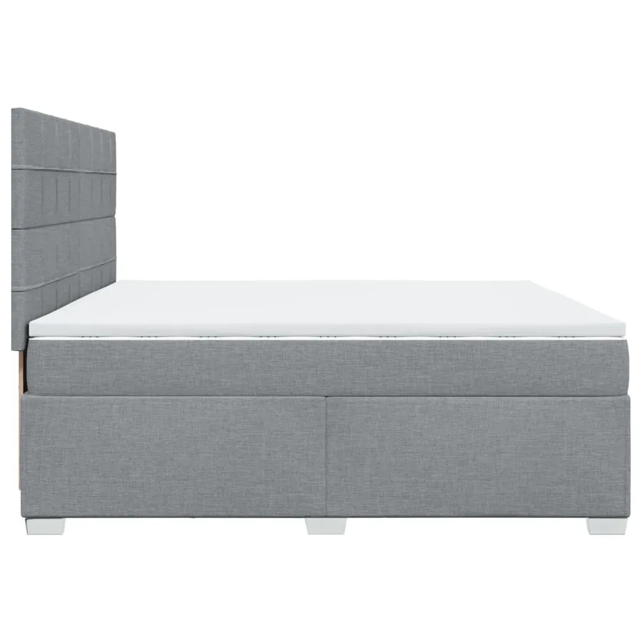 Sommier à lattes de lit avec matelas Gris clair 200x200cm Tissu - 9