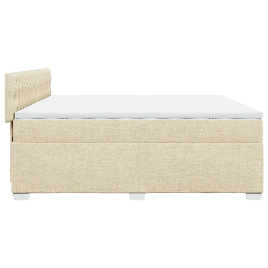 Sommier à lattes de lit avec matelas Crème 200x200 cm Tissu - 11