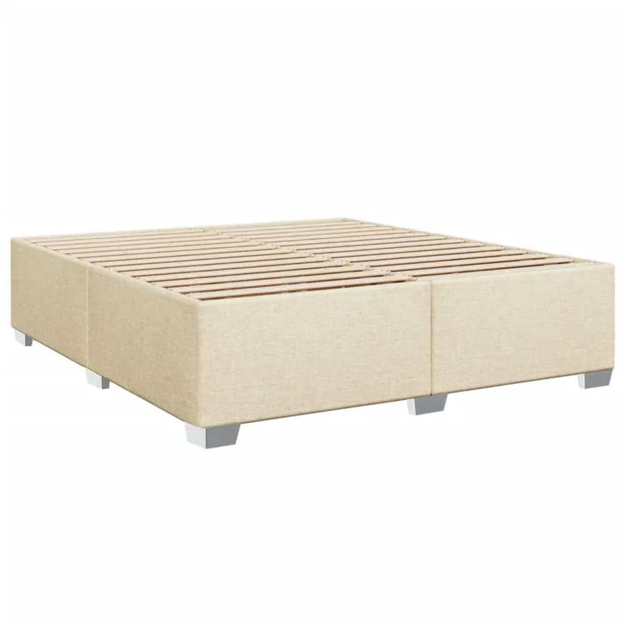 Sommier à lattes de lit avec matelas Crème 200x200 cm Tissu - 8