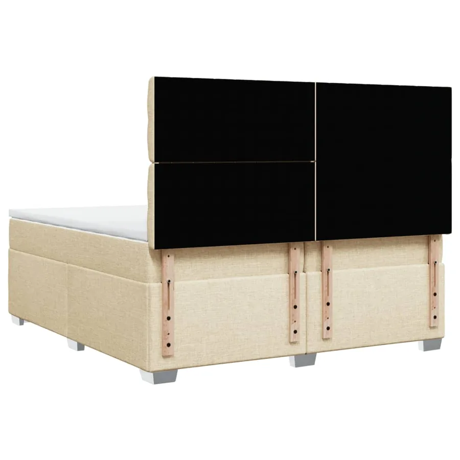 Sommier à lattes de lit avec matelas Crème 200x200 cm Tissu - 10