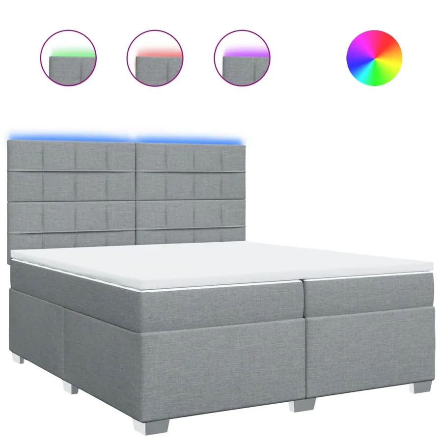 Sommier à lattes de lit avec matelas Gris clair 200x200cm Tissu - 2