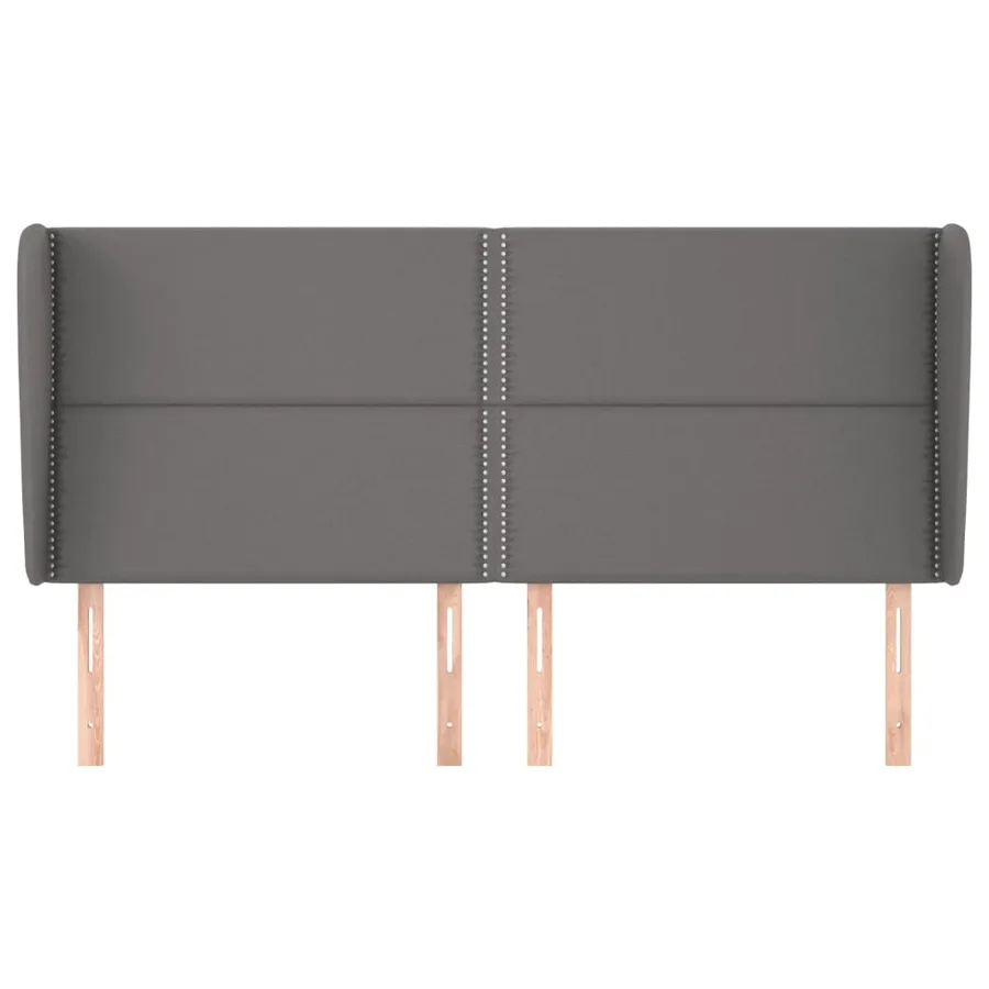 Tête de lit avec oreilles Gris 183x23x118/128 cm Similicuir - 3
