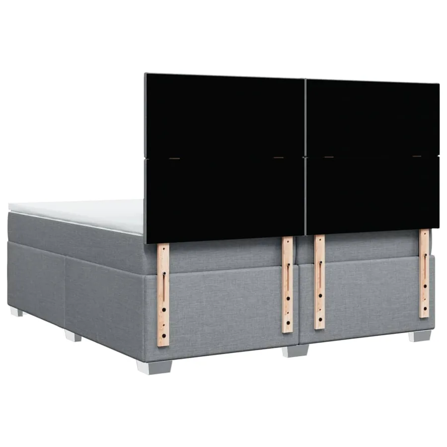Sommier à lattes de lit avec matelas Gris clair 200x200cm Tissu - 12