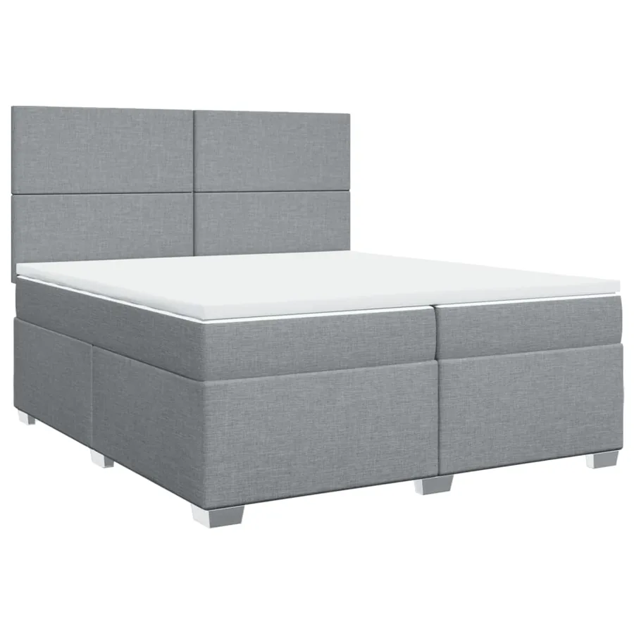 Sommier à lattes de lit avec matelas Gris clair 200x200cm Tissu - 3
