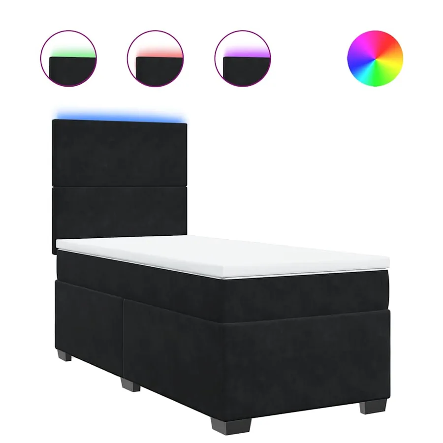 Sommier à lattes de lit et matelas Noir 80x200 cm Velours - 2