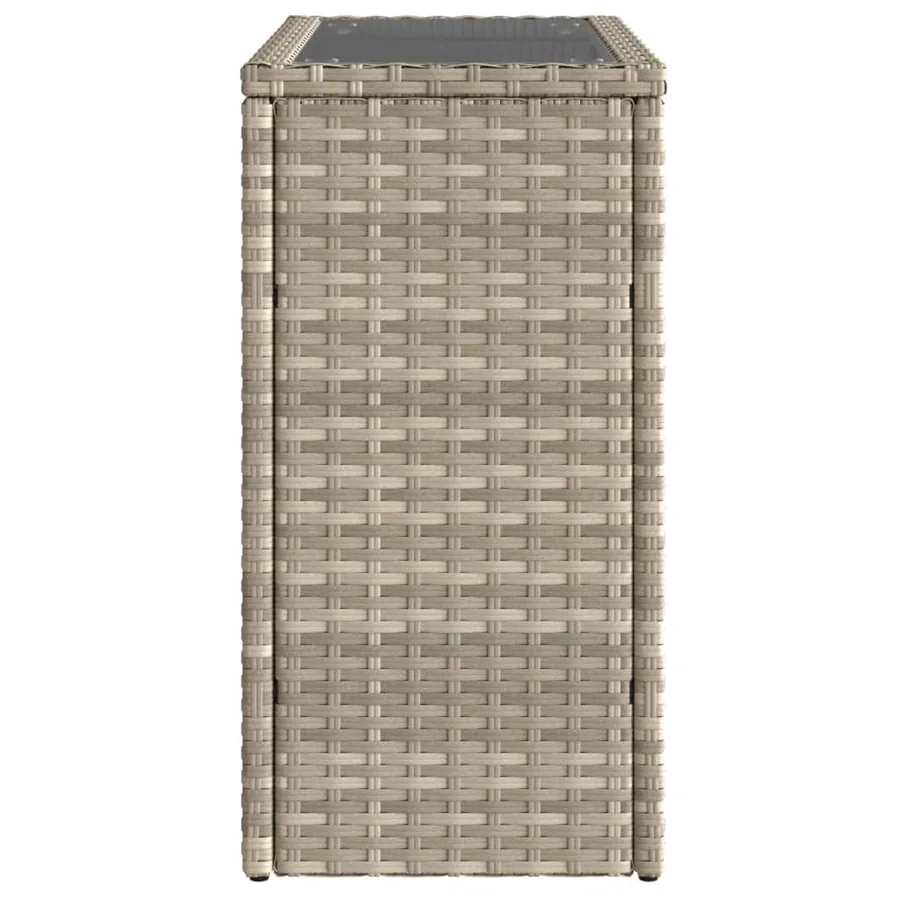 Table d'appoint de jardin avec dessus en verre gris clair rotin - 5