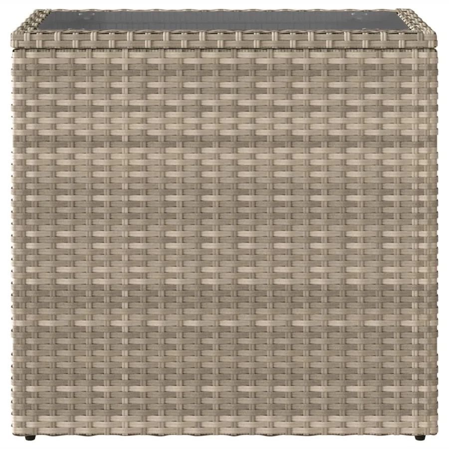 Table d'appoint de jardin avec dessus en verre gris clair rotin - 6