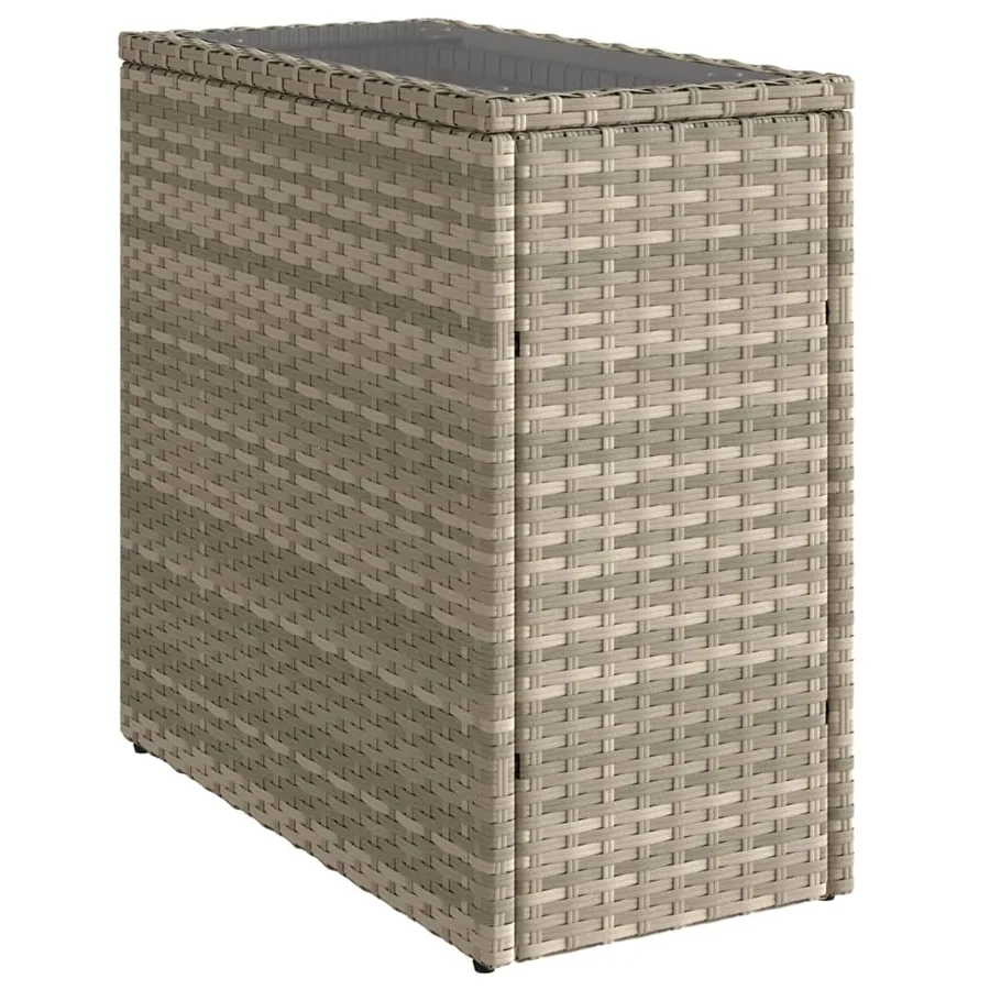 Table d'appoint de jardin avec dessus en verre gris clair rotin - 7