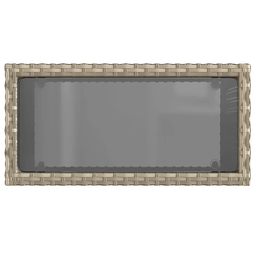 Table d'appoint de jardin avec dessus en verre gris clair rotin - 8