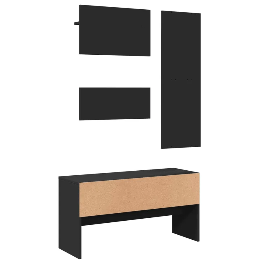 Ensemble de meubles de couloir 4 pcs noir bois d'ingénierie - 4