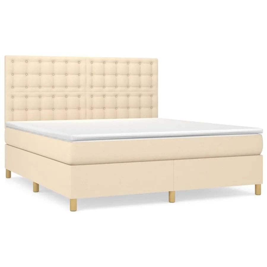 Sommier à lattes de lit avec matelas Crème 180x200 cm Tissu - 2