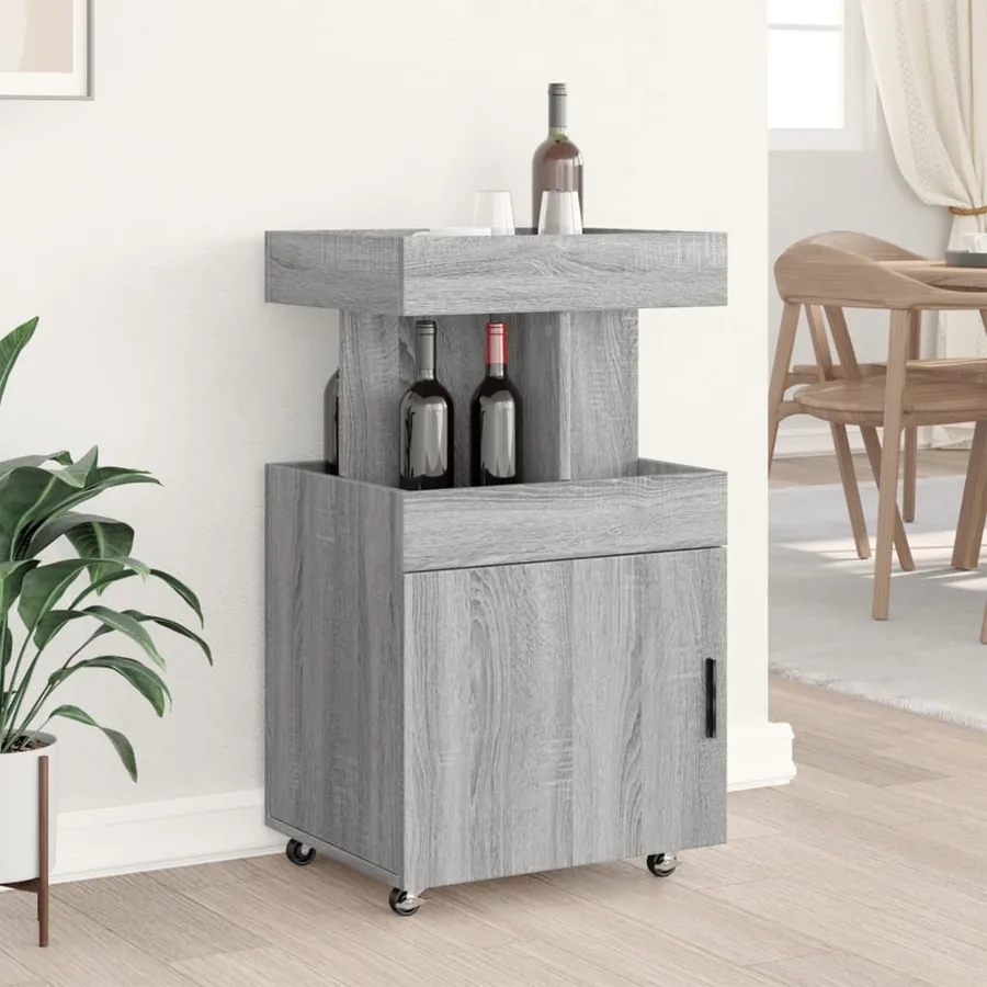 Chariot de bar sonoma gris 50x41x89 cm bois d'ingénierie - 3