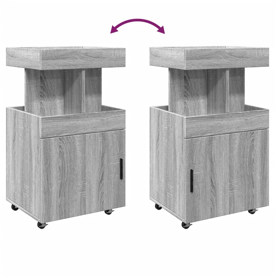 Chariot de bar sonoma gris 50x41x89 cm bois d'ingénierie - 7