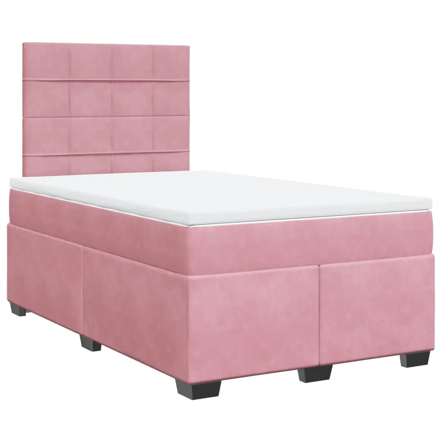 Sommier à lattes de lit avec matelas rose 120x190 cm velours - 3