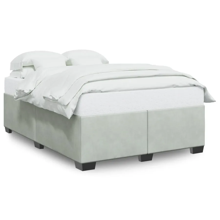 Cadre de lit sans matelas gris clair 140x200 cm velours - 2