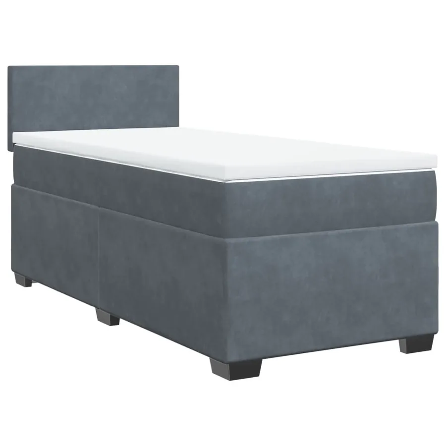 Sommier à lattes de lit et matelas Gris foncé 90x190 cm Velours - 2