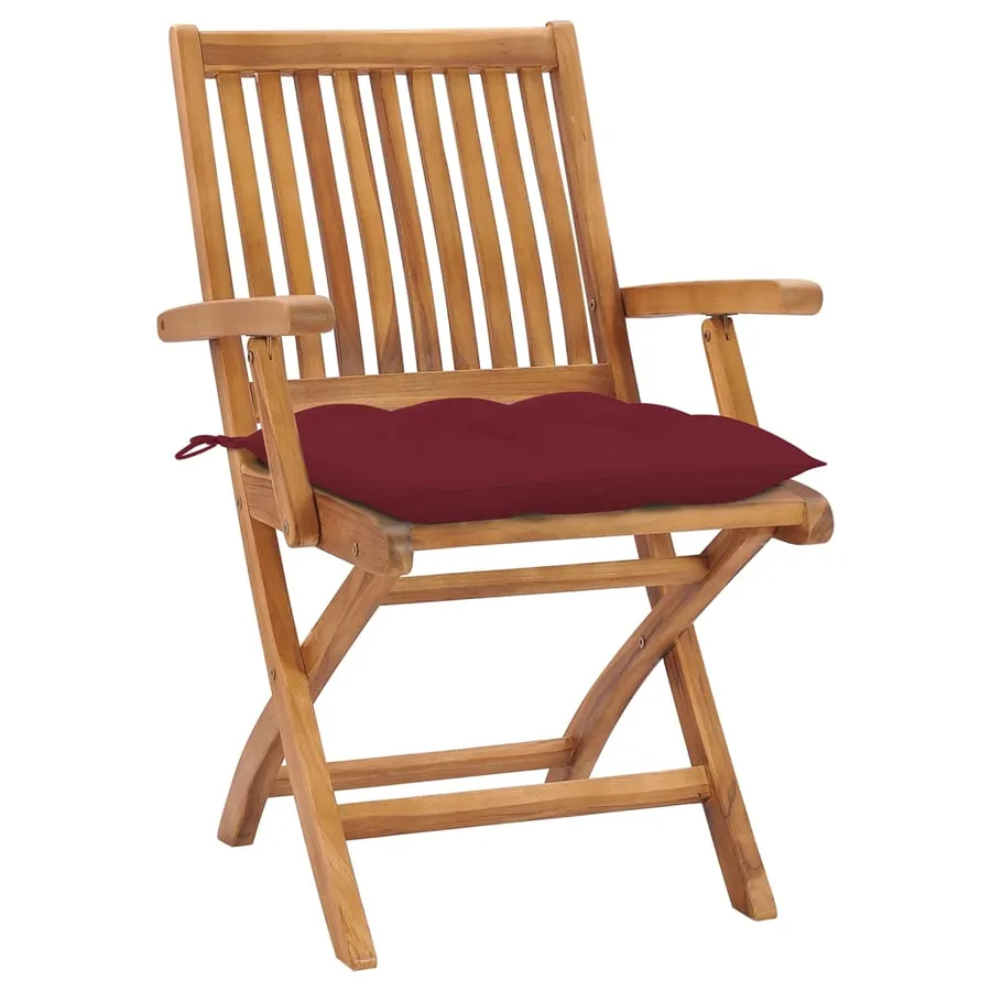 Chaises pliables de jardin avec coussins lot de 4 Teck solide - 2