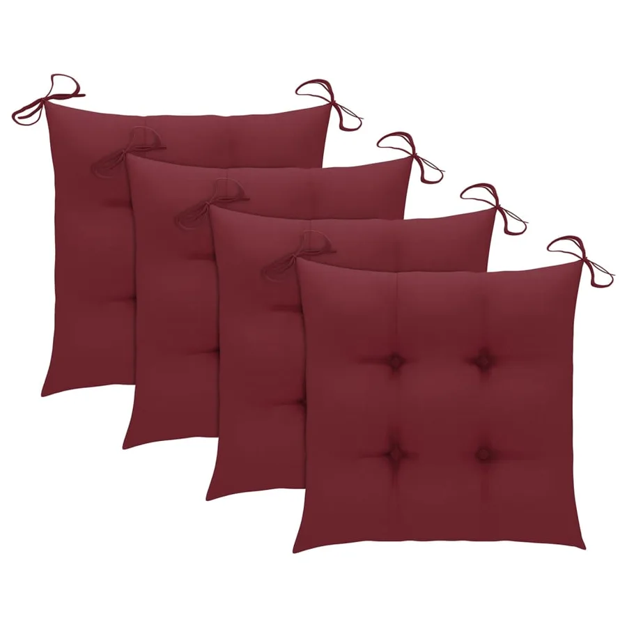 Chaises pliables de jardin avec coussins lot de 4 Teck solide - 6