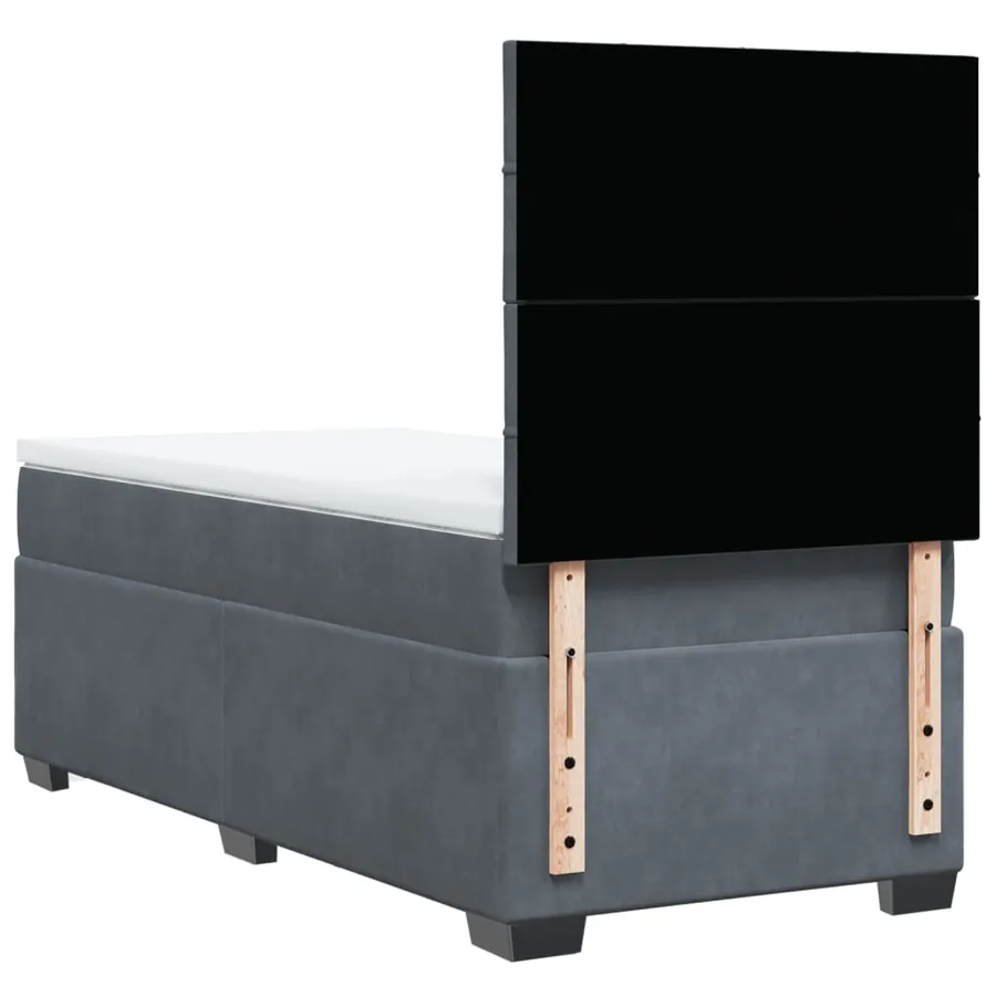 Sommier à lattes de lit et matelas Gris foncé 90x190 cm Velours - 12