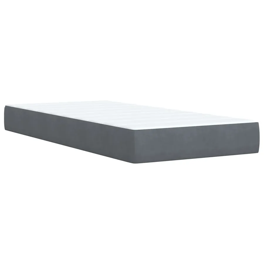 Sommier à lattes de lit avec matelas gris foncé 90x190 cm simple velours - 12