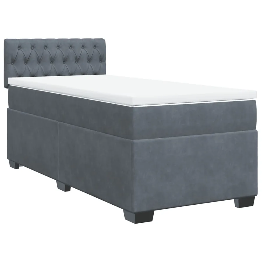 Sommier à lattes de lit avec matelas gris foncé 90x190 cm simple velours - 3