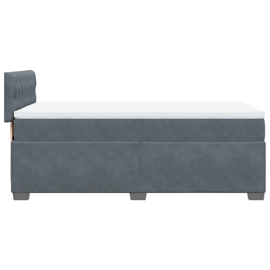 Sommier à lattes de lit avec matelas gris foncé 90x190 cm simple velours - 7