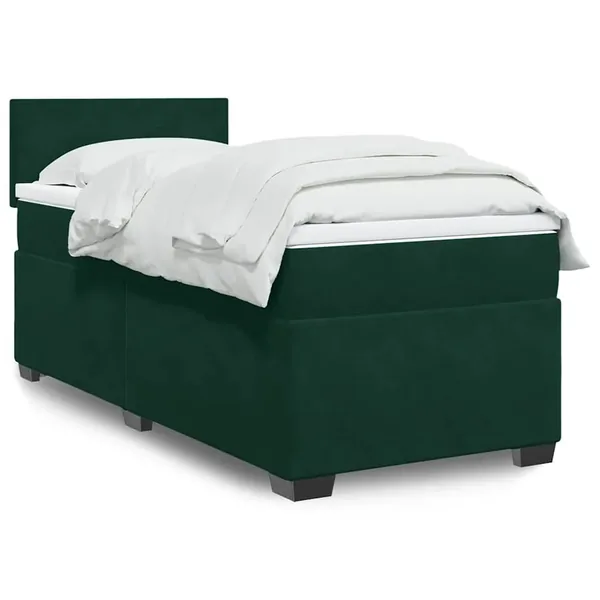 Sommier à lattes de lit avec matelas Vert foncé 90x190 cm