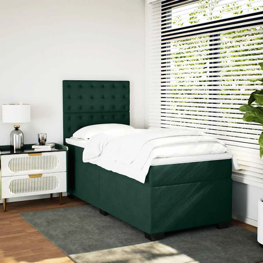 Sommier à lattes de lit et matelas Vert foncé 80x200 cm Velours - 3