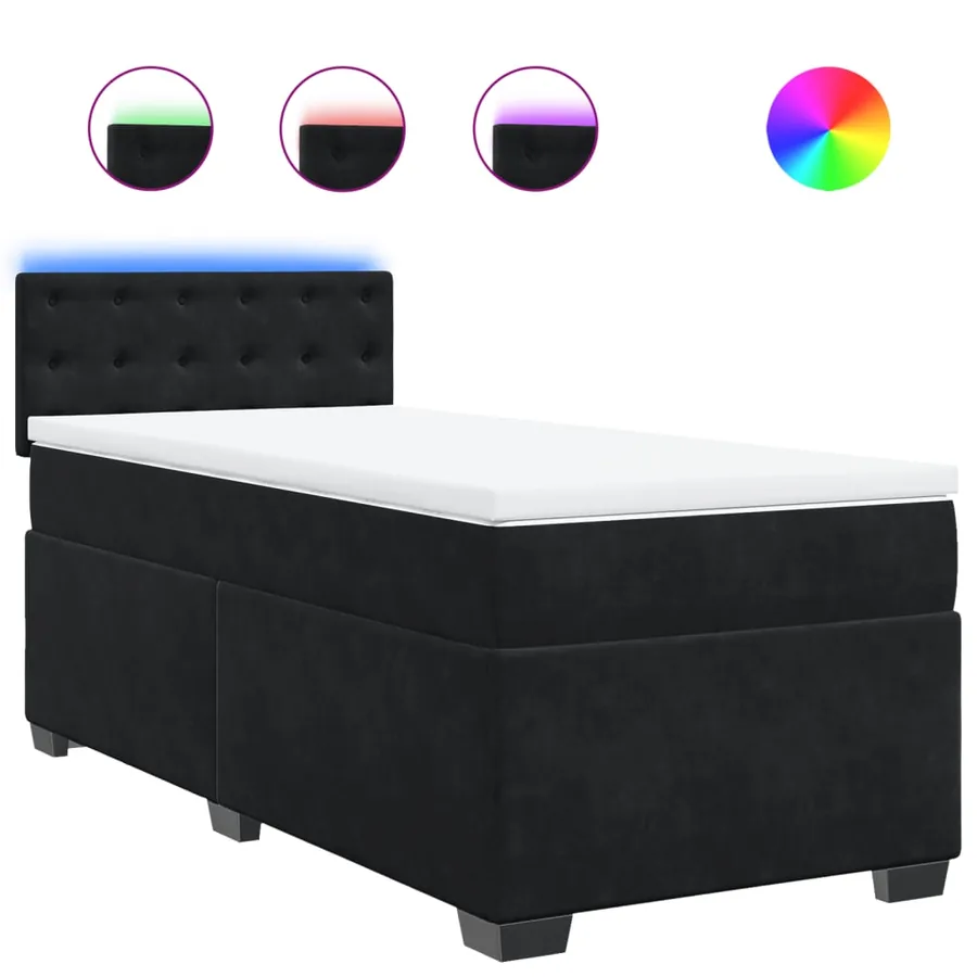 Sommier à lattes de lit avec matelas Noir 90x190 cm Velours - 2