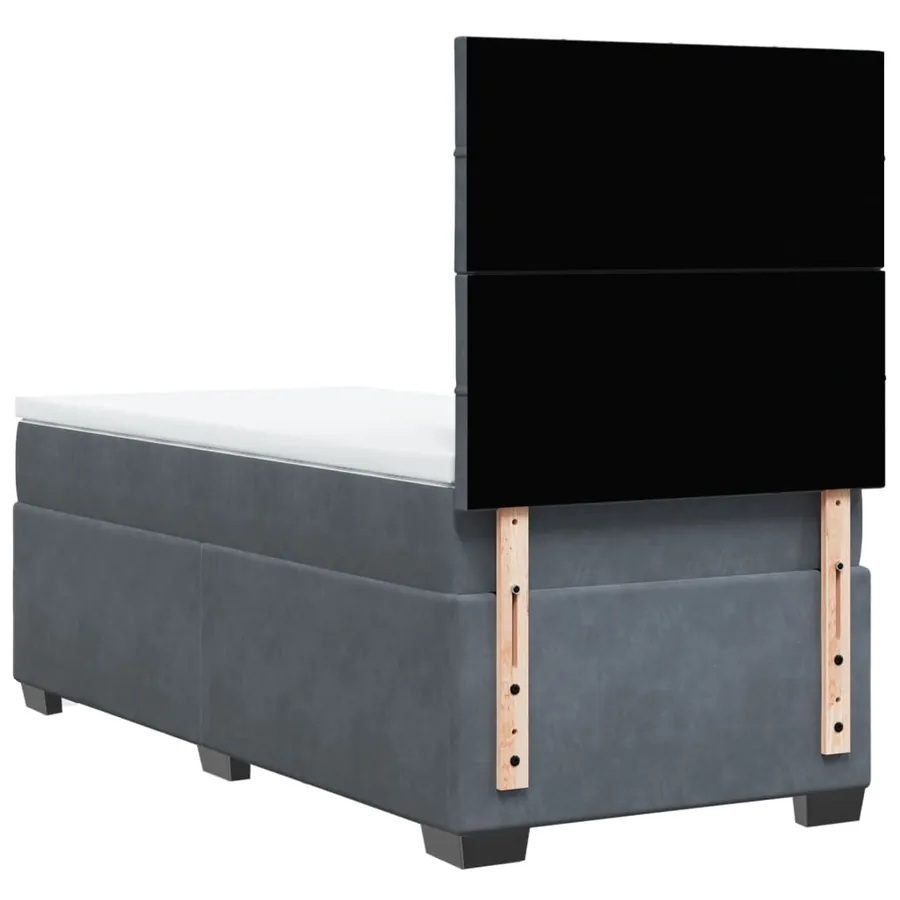 Sommier à lattes de lit et matelas Gris foncé 80x200 cm Velours - 10