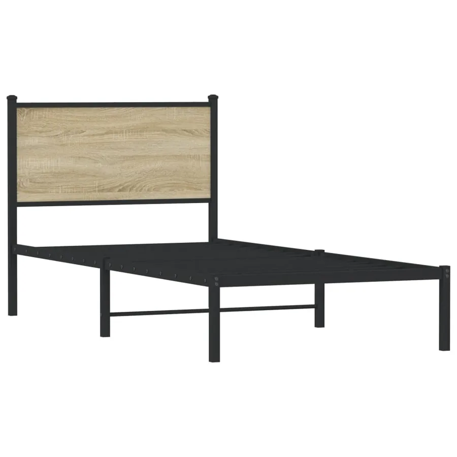 Cadre de lit en métal sans matelas chêne sonoma 75x190 cm - 3