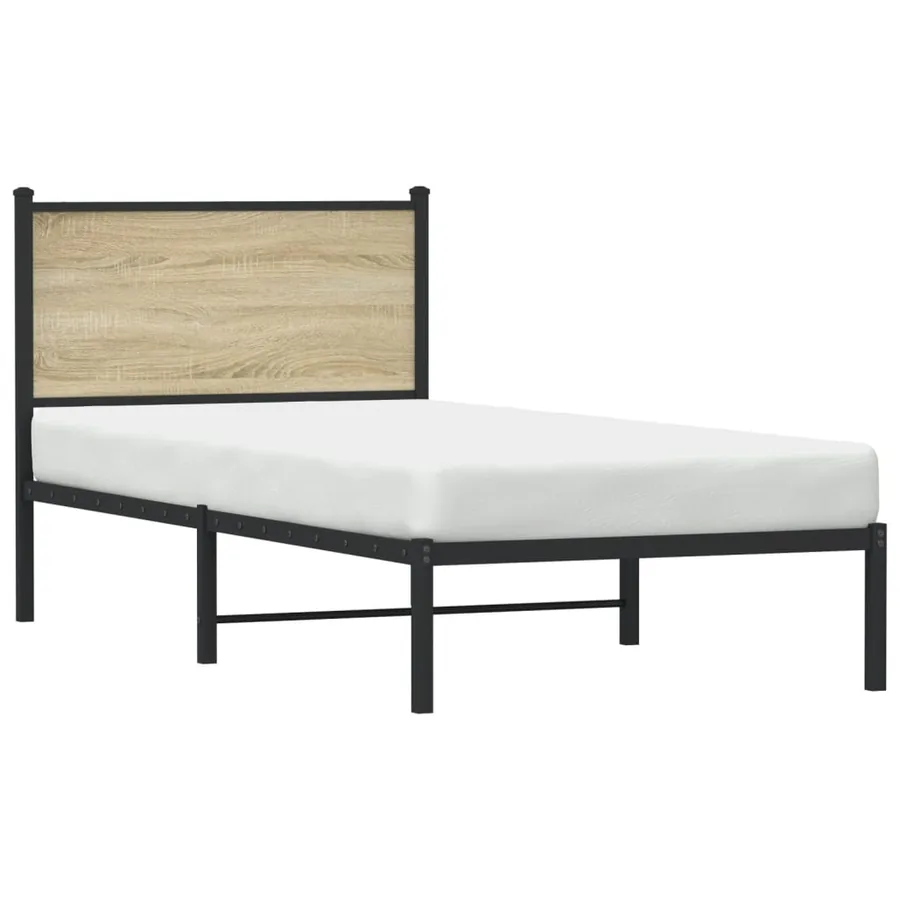 Cadre de lit en métal sans matelas chêne sonoma 75x190 cm - 4