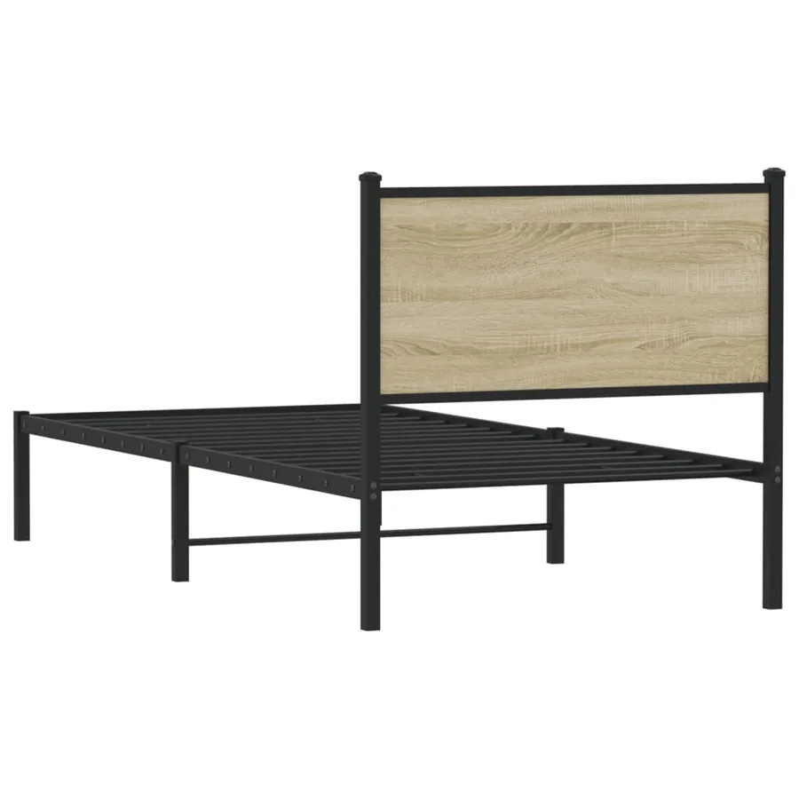 Cadre de lit en métal sans matelas chêne sonoma 75x190 cm - 7