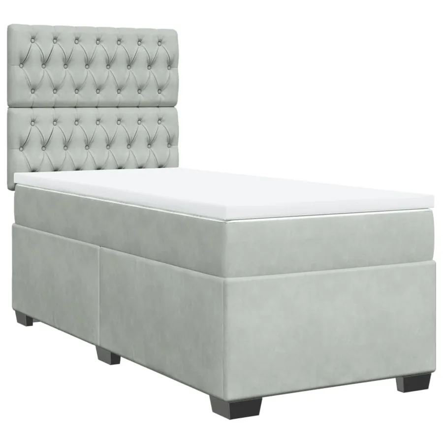 Sommier à lattes de lit et matelas Gris clair 80x200 cm Velours - 2