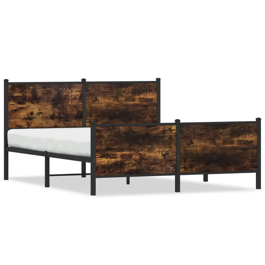 Cadre de lit en métal sans matelas chêne fumé 140x200 cm - 2