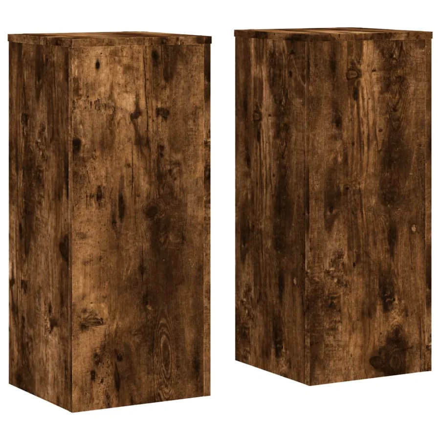 Supports pour plantes 2 pcs chêne fumé bois d'ingénierie - 2