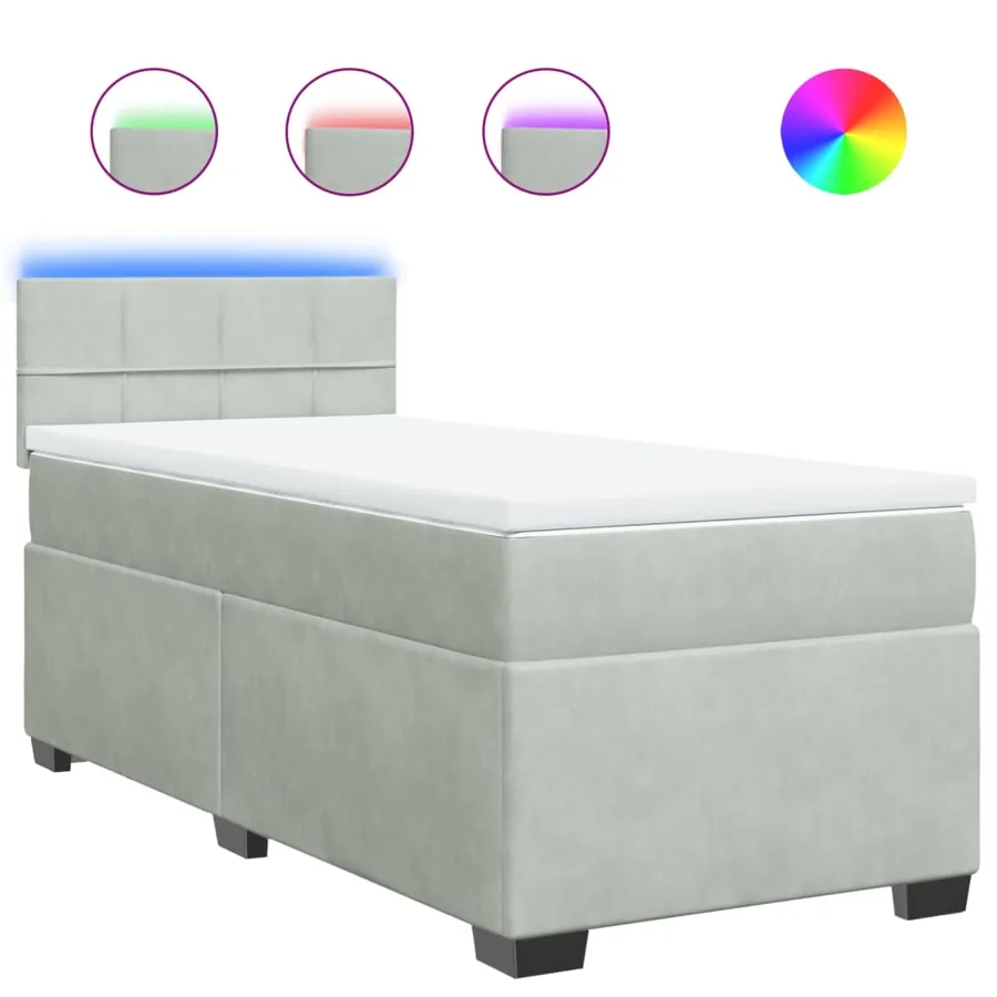 Sommier à lattes de lit et matelas Gris clair 80x200 cm Velours - 2