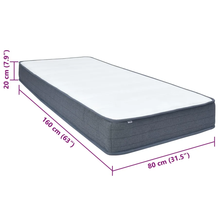 Matelas de sommier à lattes 160x80x20 cm mi-doux tissu - 10